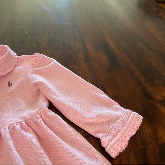 Ralph Lauren Long Sleeves Pique Pink Baby Dress - Picture 3 of 5
